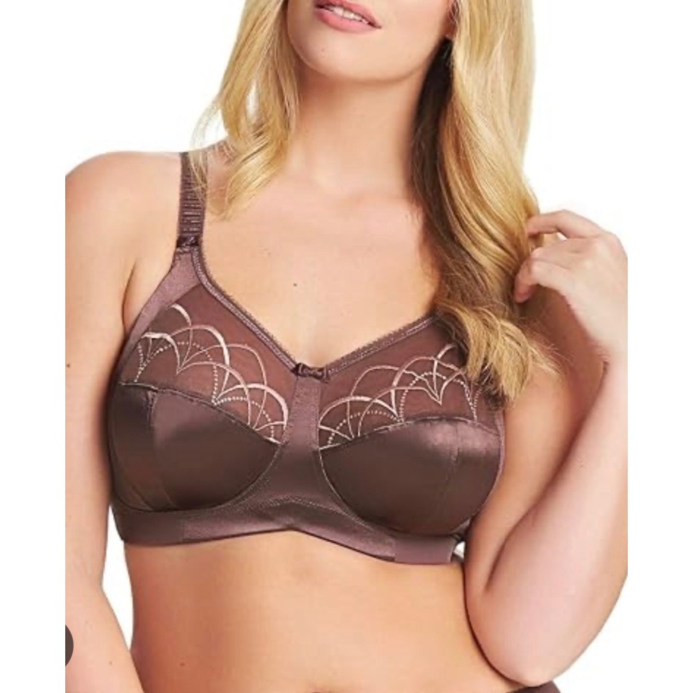 Elomi Cate Underwire Bra Women 44J US Pecan Brown Embroidered EL4030PCN